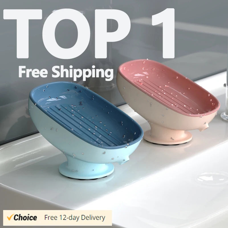 Super Suction Cup Soap Dish with Drain Water for Bathroom Soap Holder Kithcen Sponge Holder Soap Container Bathroom Supplies