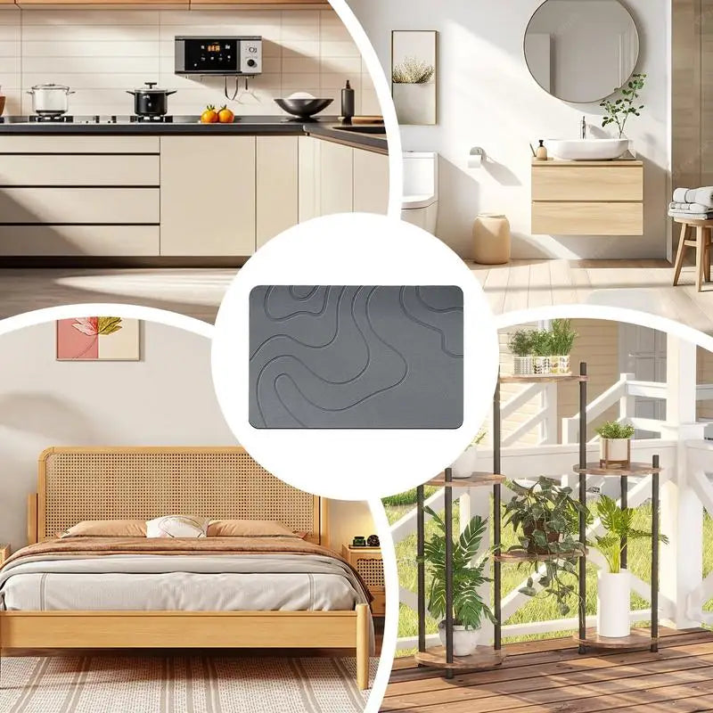 Diatomite Stone Bath Mat Diatom Mud Soft Mat Water Absorption Quick Drying Diatomite Stone Shower Mat Entryway Rugs Indoor