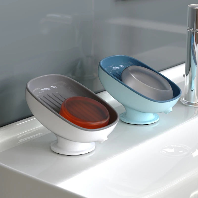 Super Suction Cup Soap Dish with Drain Water for Bathroom Soap Holder Kithcen Sponge Holder Soap Container Bathroom Supplies